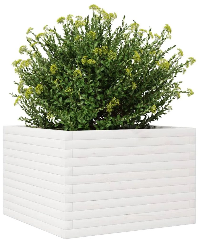 Vaso/floreira de jardim 70x70x45,5 cm pinho maciço branco