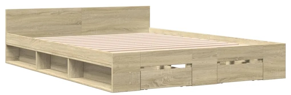 Estrutura de cama c/ gavetas derivados madeira carvalho sonoma