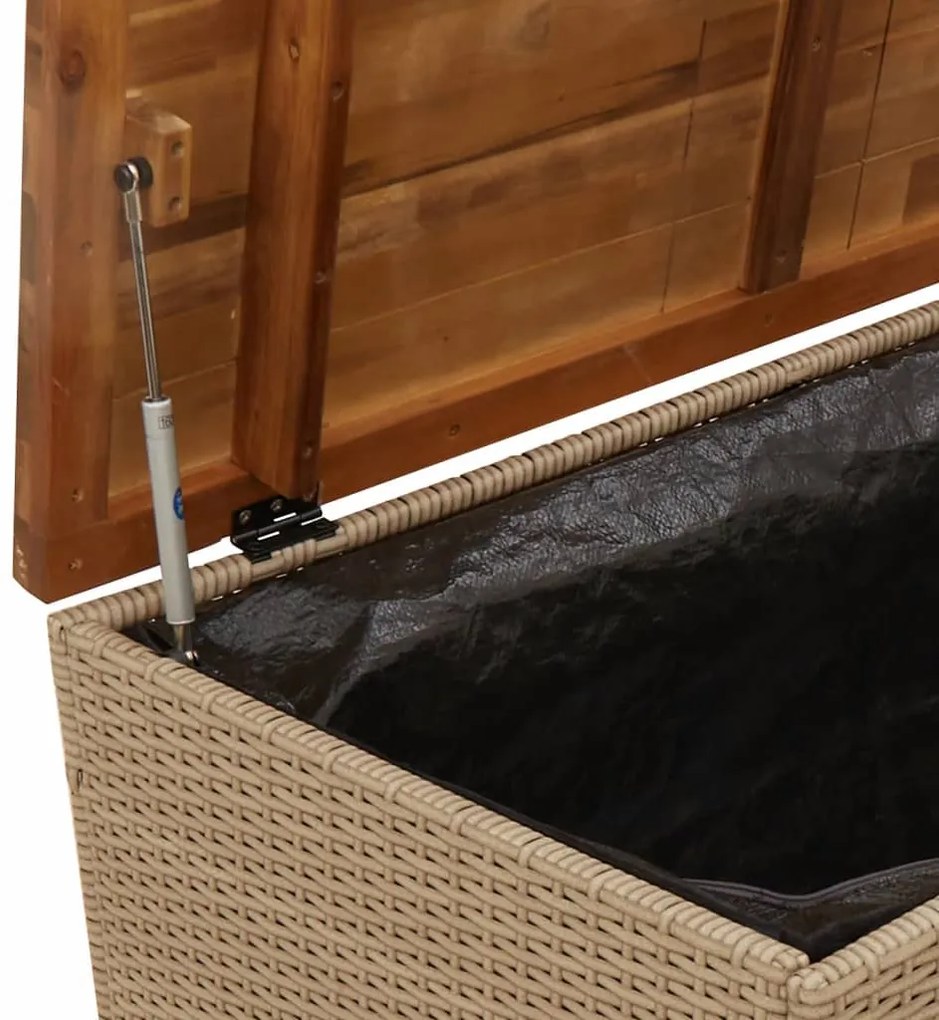 Caixa arrumação jardim 110x55x63 cm vime PE/acácia maciça bege