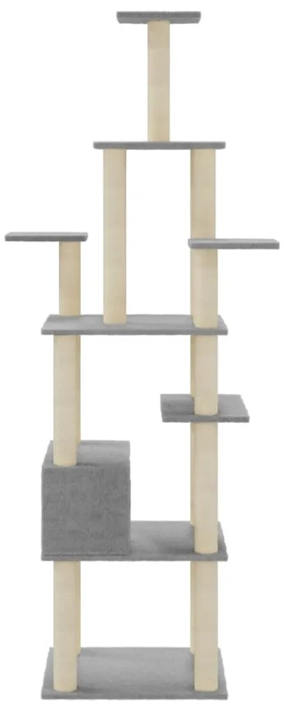 Árvore p/ gatos c/ postes arranhadores sisal 183 cm cinza-claro