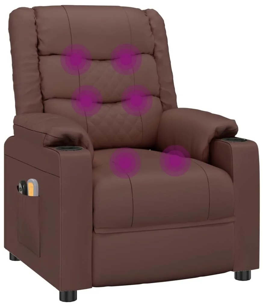 Poltrona de massagens elétrica couro artificial castanho