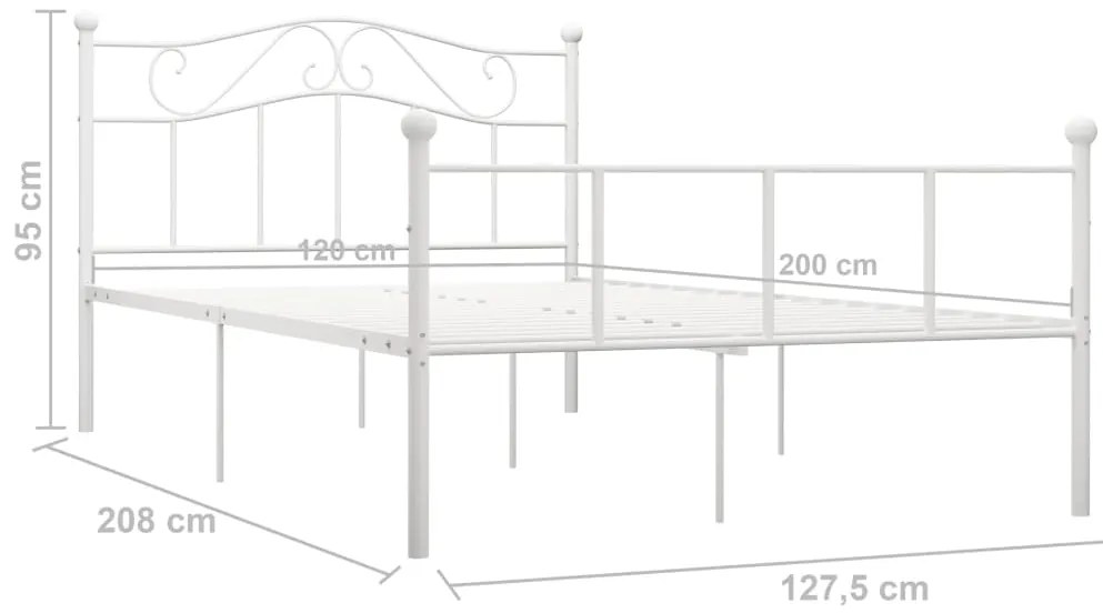 Estrutura de cama 120x200 cm metal branco