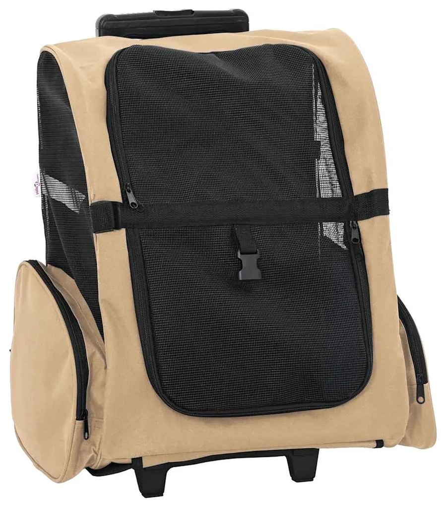 vidaXL Carrinho para animais de estimação 3 em 1 Design Areia 48x32x57 cm Tecido Oxford