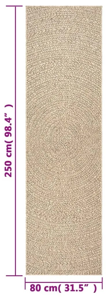 Tapete ZIZUR 80x250 cm aspeto de juta interior e exterior