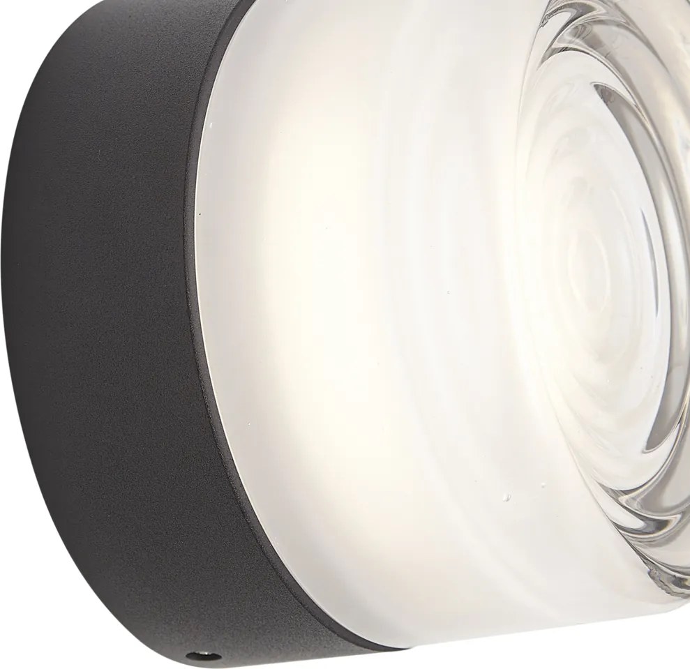 Candeeiro de parede de design preto com vidro opalino IP44 - Michele