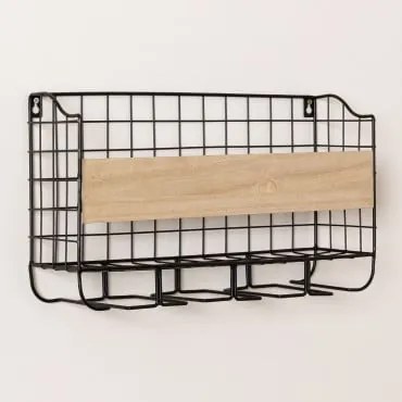 Suporte De Parede Para 4 Garrafas Com Suporte Para Copos Parker Preto - Sklum