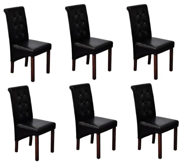 160318 vidaXL Cadeiras de jantar 6 pcs couro artificial preto