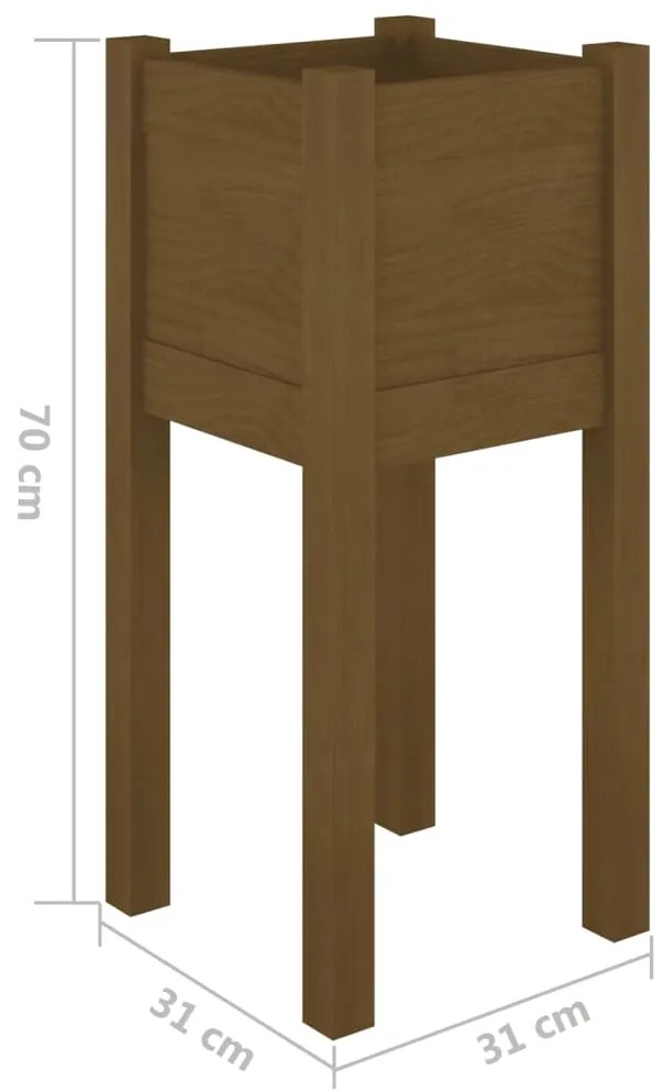 Vasos/floreiras 2 pcs 31x31x70 cm pinho maciço castanho-mel