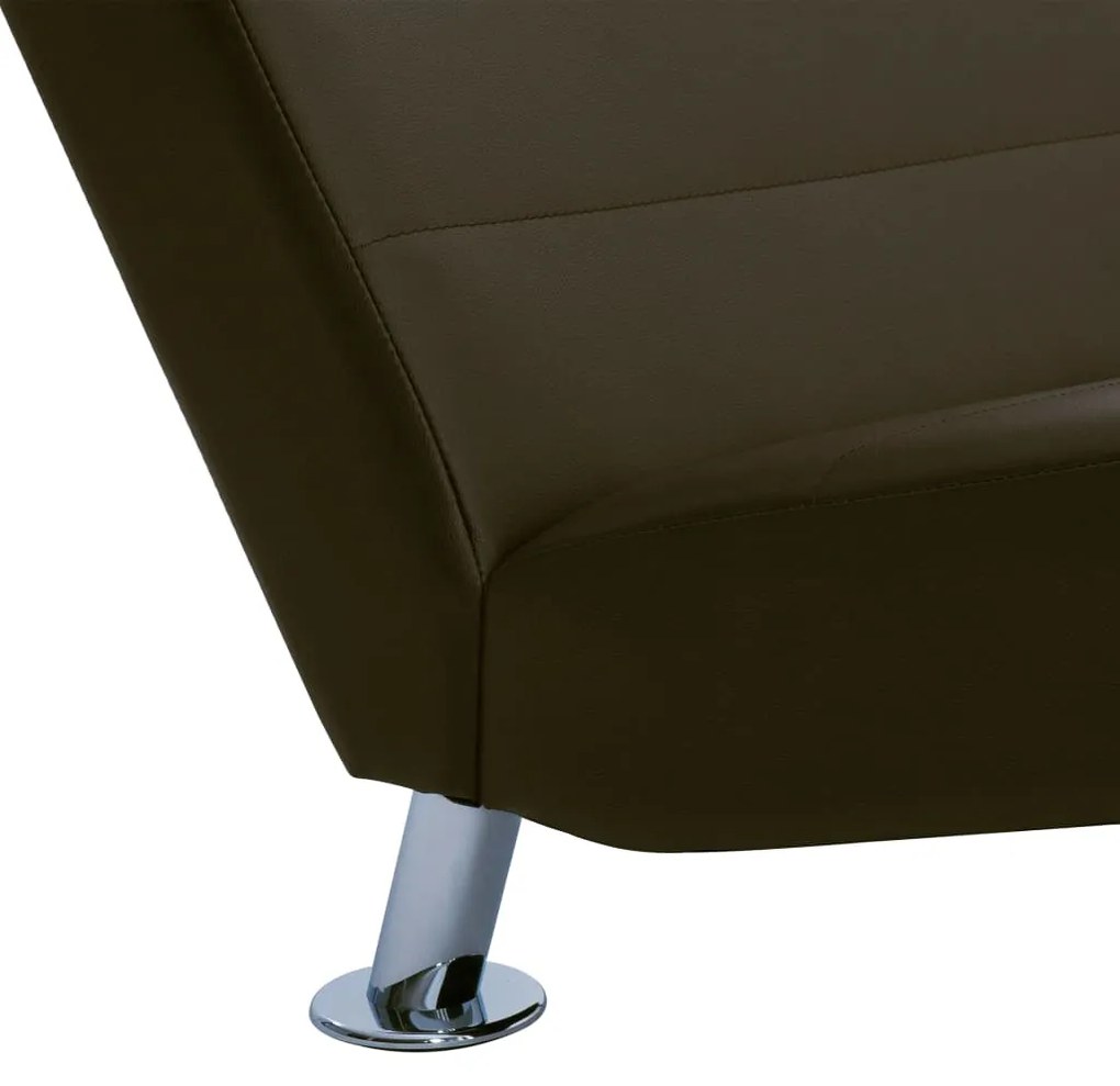 Chaise lounge com almofada couro artificial castanho