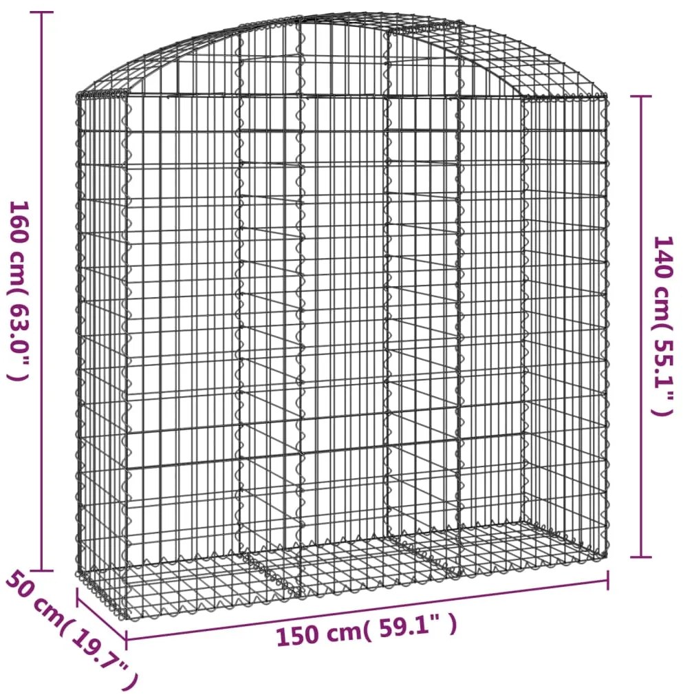 Cesto gabião arqueado 150x50x140/160 cm ferro galvanizado