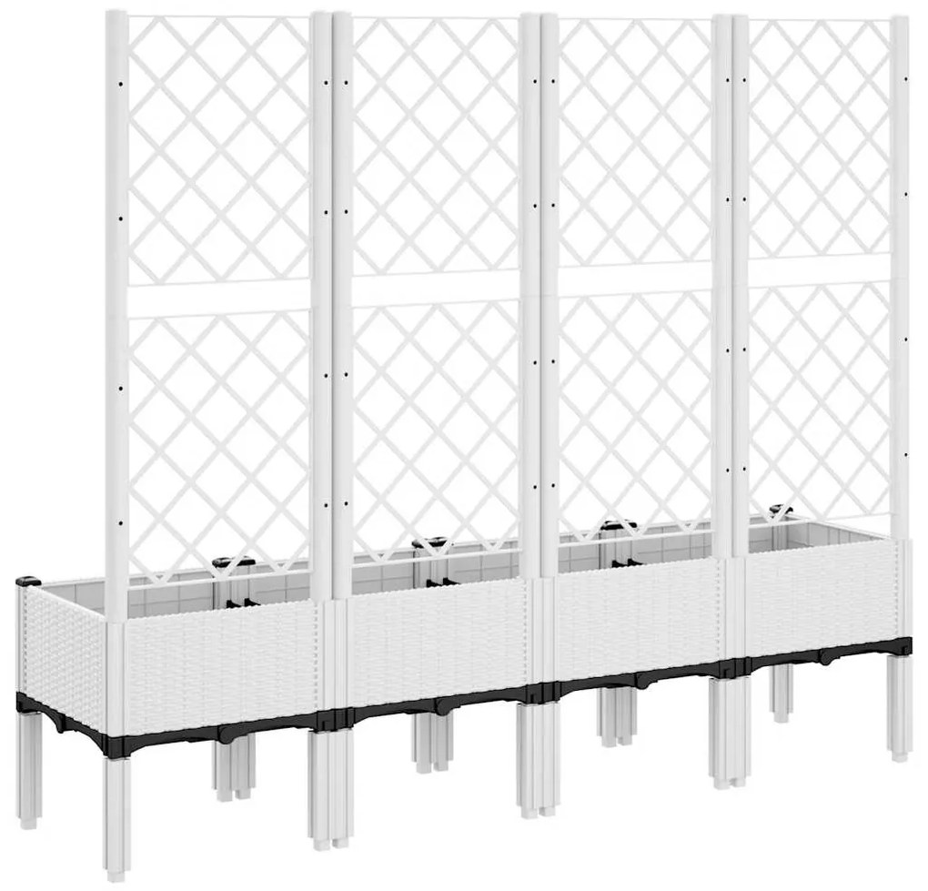 Vaso/floreira de jardim c/ treliça 160x40x142 cm PP branco