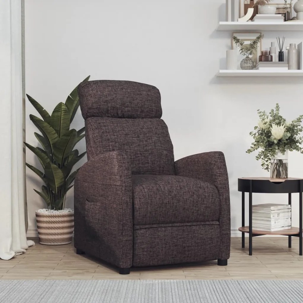 289701 vidaXL Poltrona reclinável tecido castanho-escuro