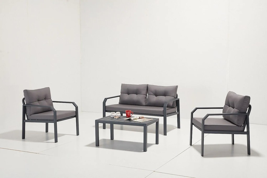 Conjunto de Lounge de Jardim Arya – Sofá de 2 Lugares, 2 Poltronas Ind