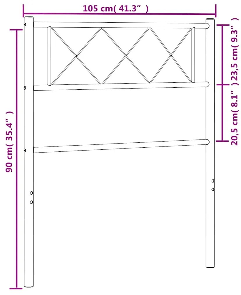 Cabeceira de cama 100 cm metal preto