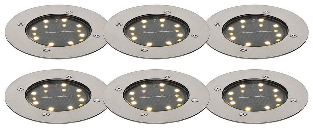 Conjunto de 6 Focos de Chão Cor de Aço Incl. LED IP65 Solar - Terry