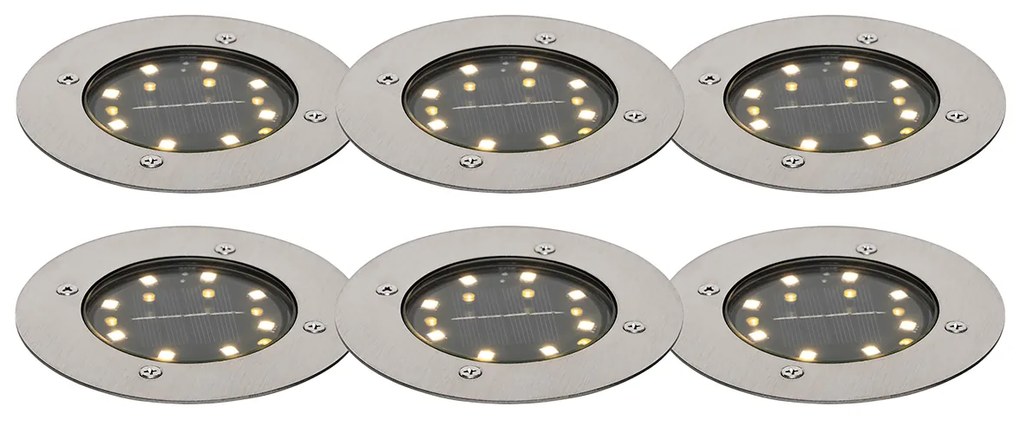 Conjunto de 6 projetores de solo em aço com LED IP65 solar - Terry Moderno