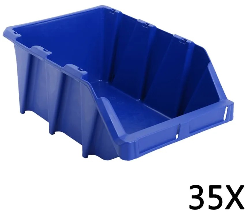 143774 vidaXL Caixas de arrumação empilháveis 35 pcs 218x360x156 mm azul