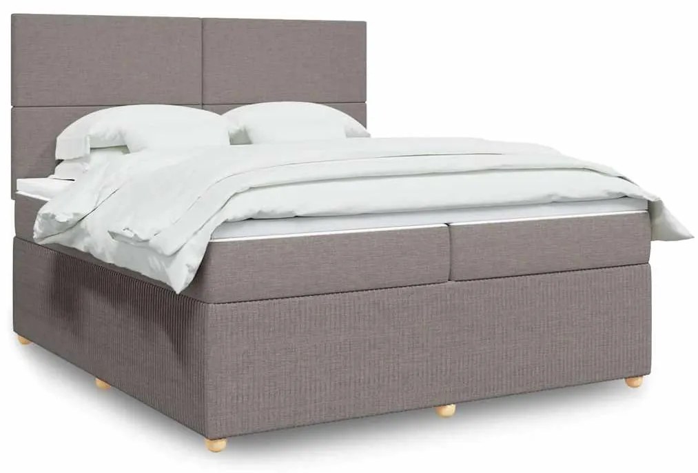vidaXL Cama com molas/colchão 200x200 cm tecido castanho-acinzentado