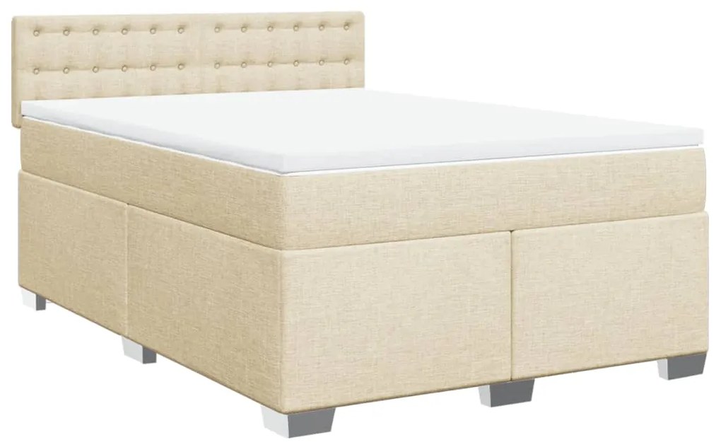 Cama com molas/colchão 160x200 cm tecido cor creme