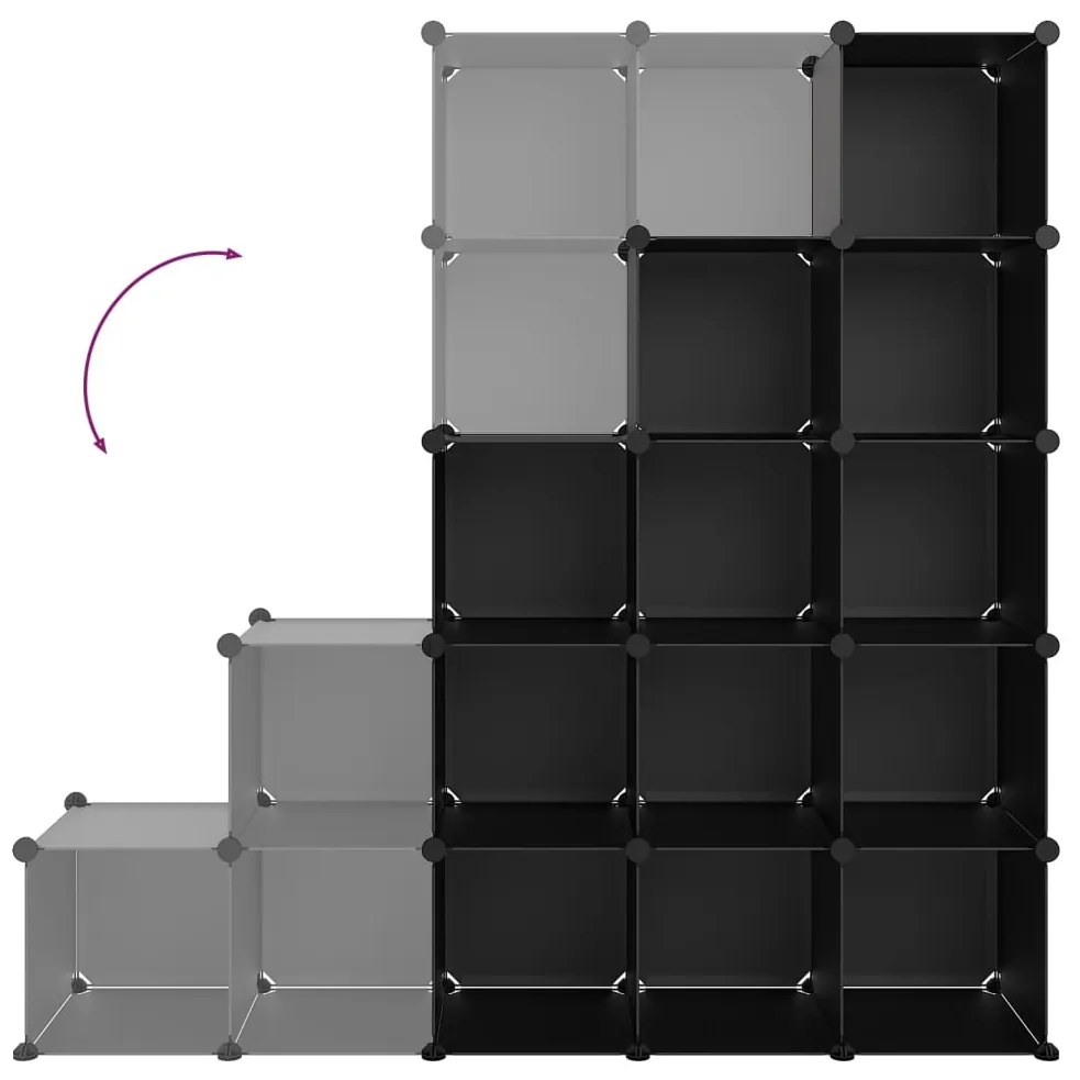 Organizador de arrumação com 15 cubos PP preto