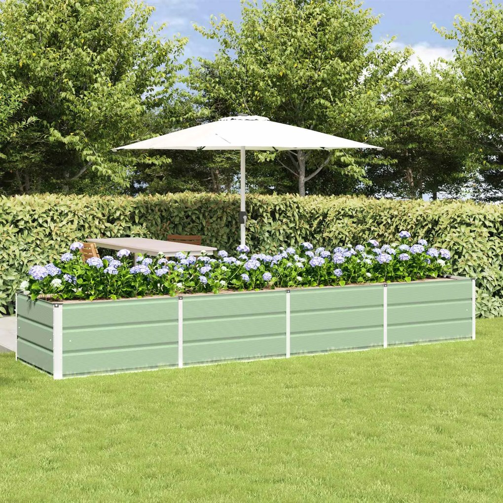 vidaXL Floreira Verde 320 x 80 x 45 cm Aço