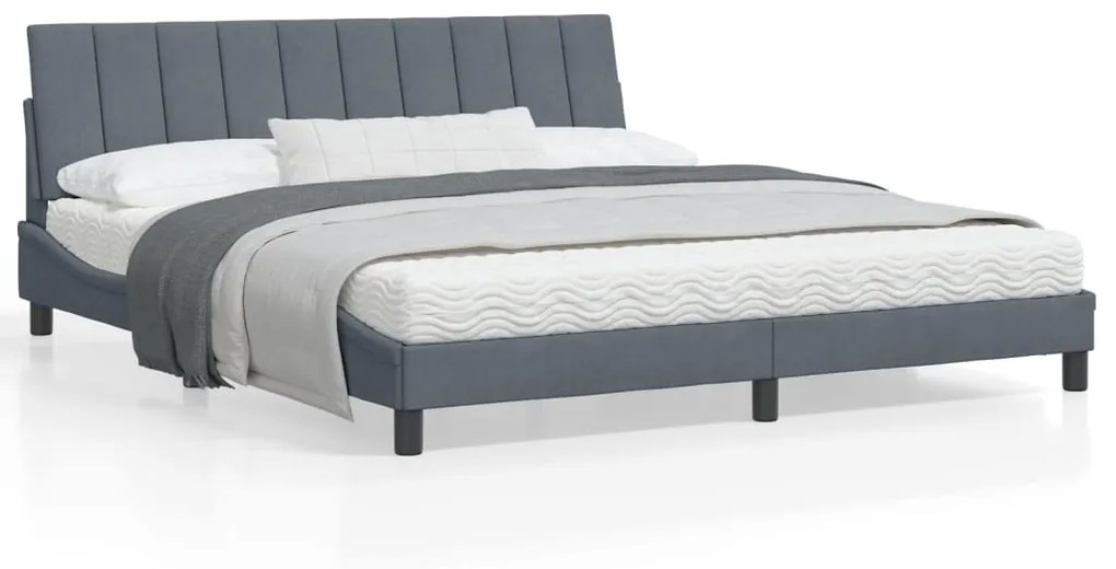 vidaXL Estrutura de cama c/ luzes LED 180x200cm veludo cinzento-escuro