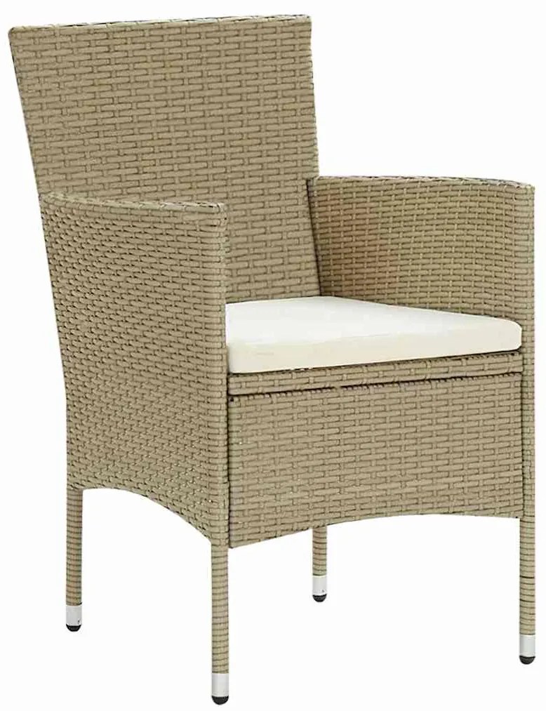 Conjunto de jantar para jardim com 5 peças em polyrattan bege.