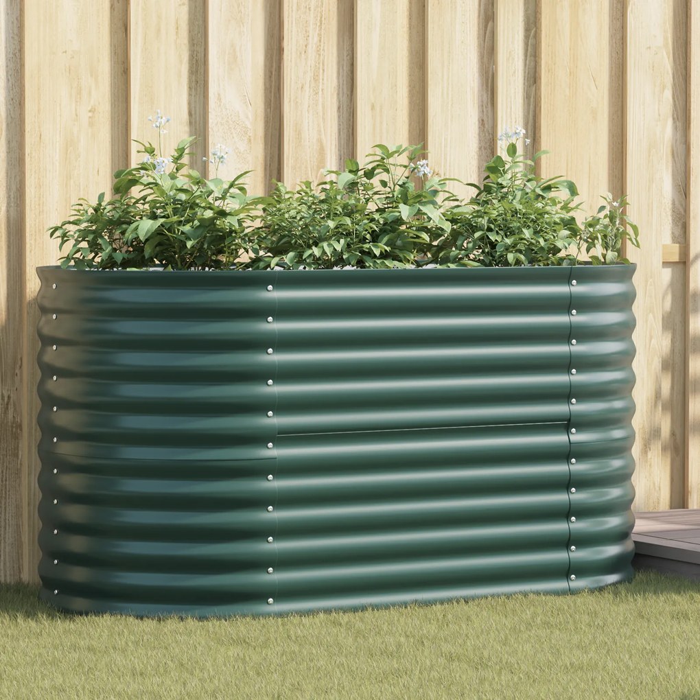 Canteiro de Jardim Verde vidaXL 160x80x81 cm em Aço Galvanizado