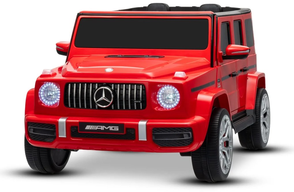 Carro elétrico para crianças Mercedes-Benz G63 AMG 24V, 4x4, 2 Lugares assento couro sintético, Rodas Eva Macias Vermelho