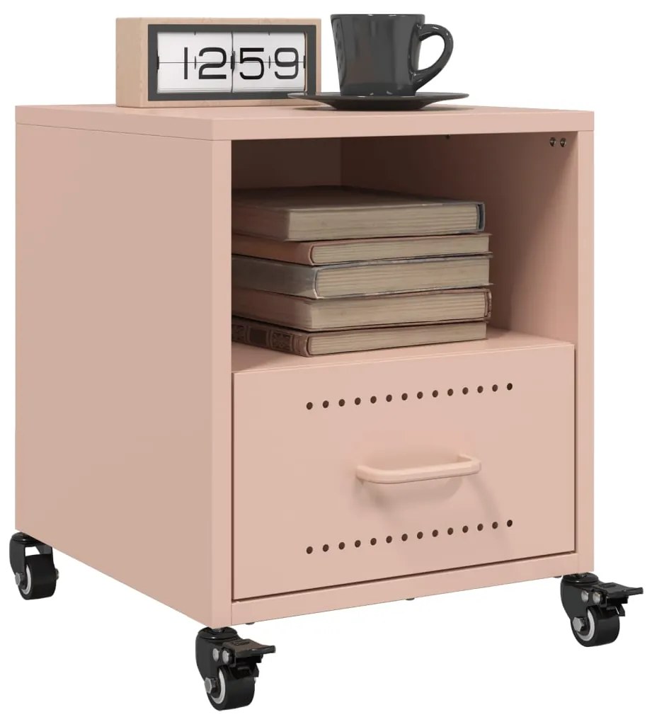 vidaXL Mesas de cabeceira 2 pcs 36x39x43,5 cm aço rosa