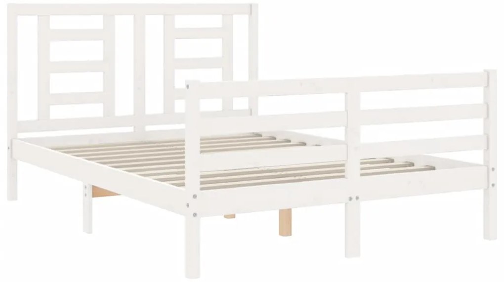 Estrutura de cama com cabeceira 140x200cm madeira maciça branco