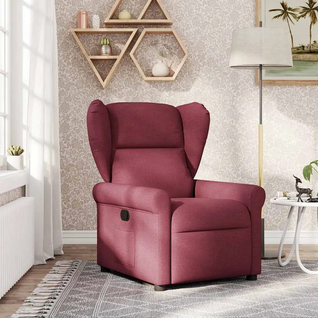 vidaXL Poltrona reclinável tecido vermelho tinto