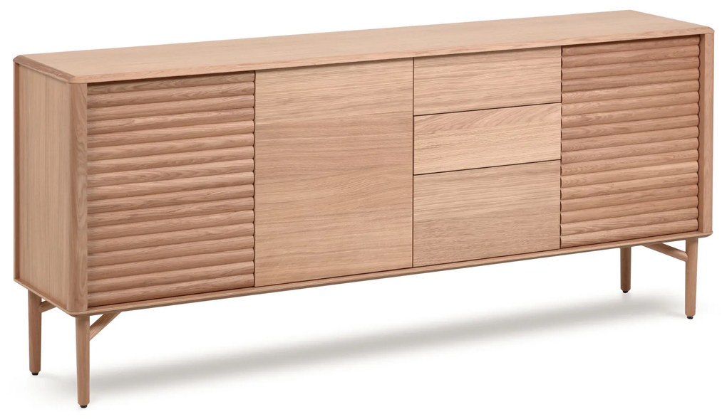 Kave Home Aparador Lenon 2 portas e 3 gavetas madeira e chapa