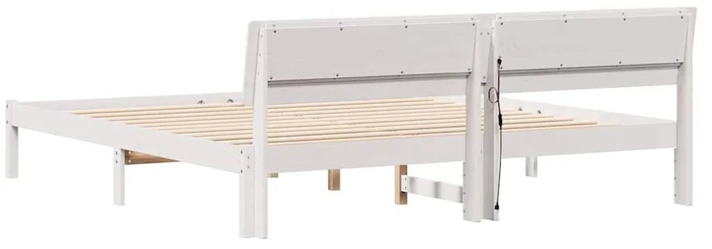 Estrutura da Cama com luzes de tira LED com cabeceira Branco 180 x 200