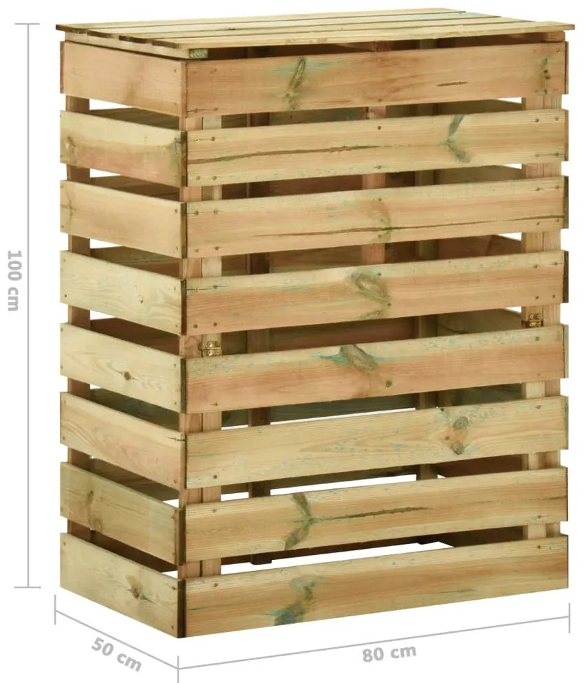 Caixa de compostagem ripada 4 pcs 80x50x100cm pinho impregnado