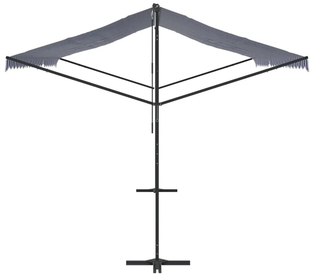 Toldo de pé 500x300 cm tecido e aço azul e branco
