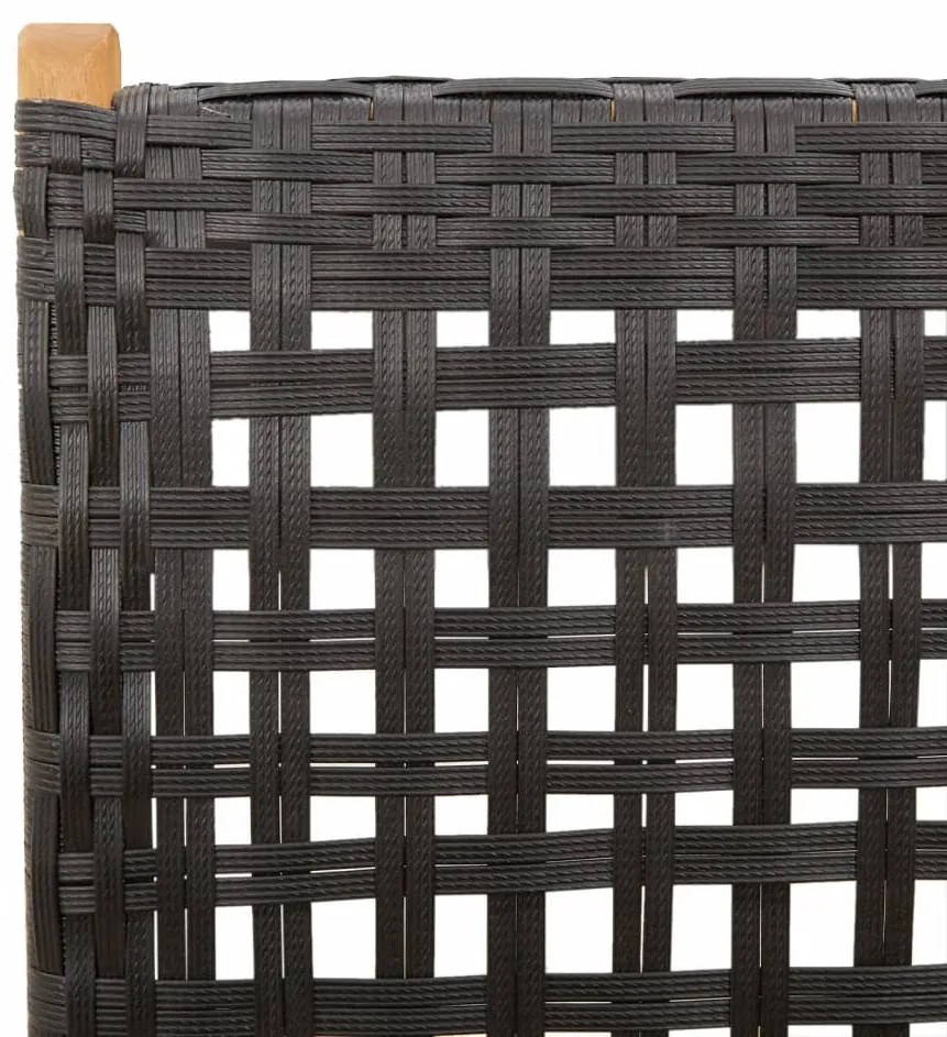 7 pcs conjunto de jantar p/ jardim vime PE/madeira maciça preto