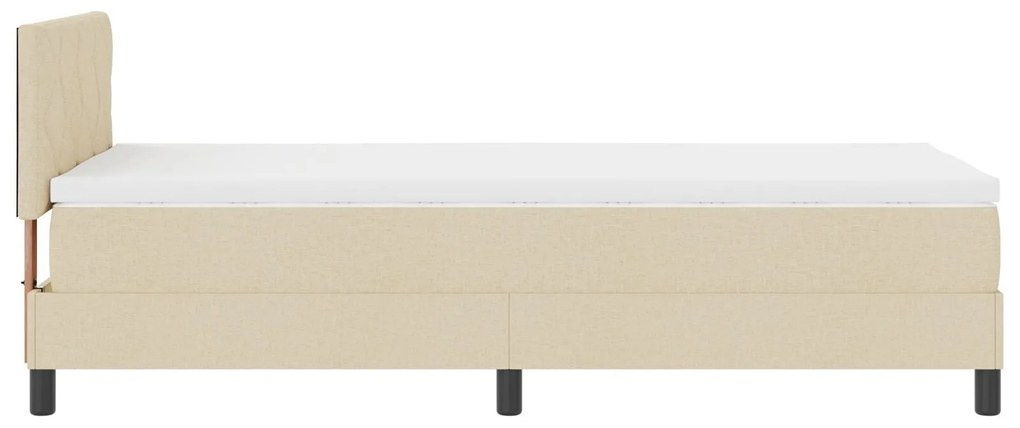Cama Box com Colchão & LED Creme 90x190 cm Tecido