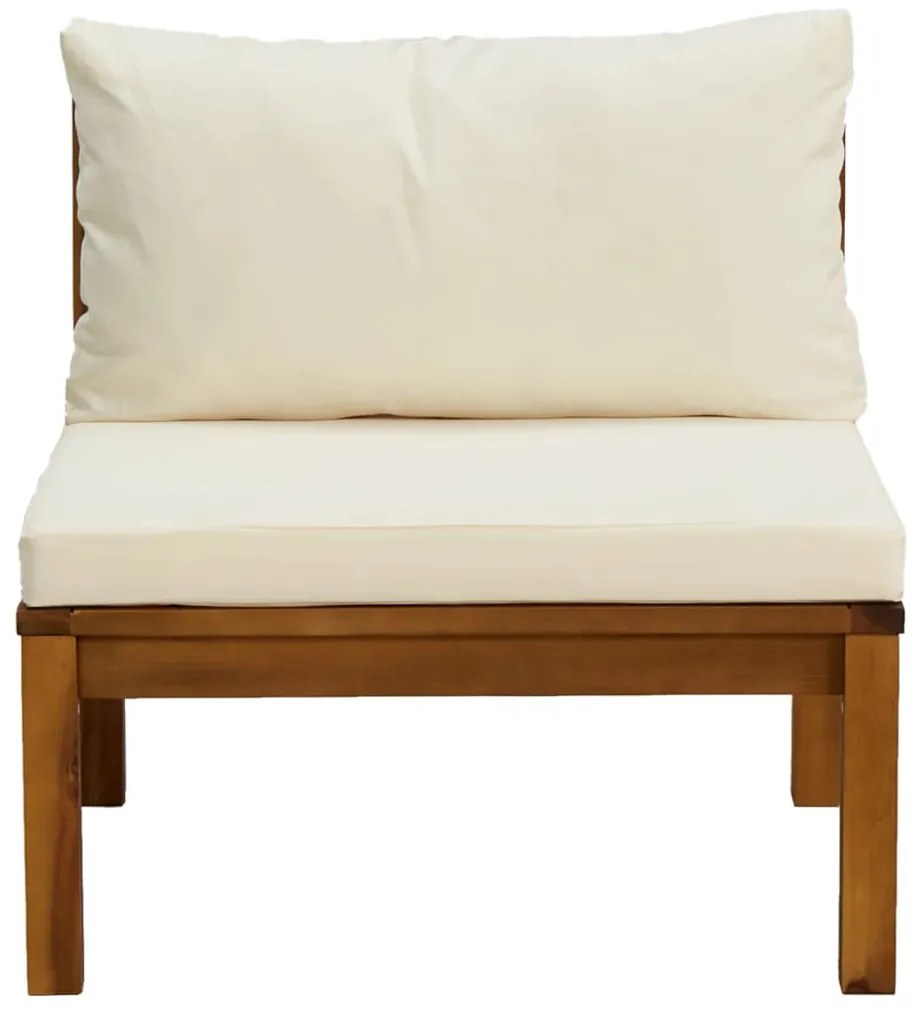 2 pcs conjunto sofás de jardim c/ almofadões branco nata acácia
