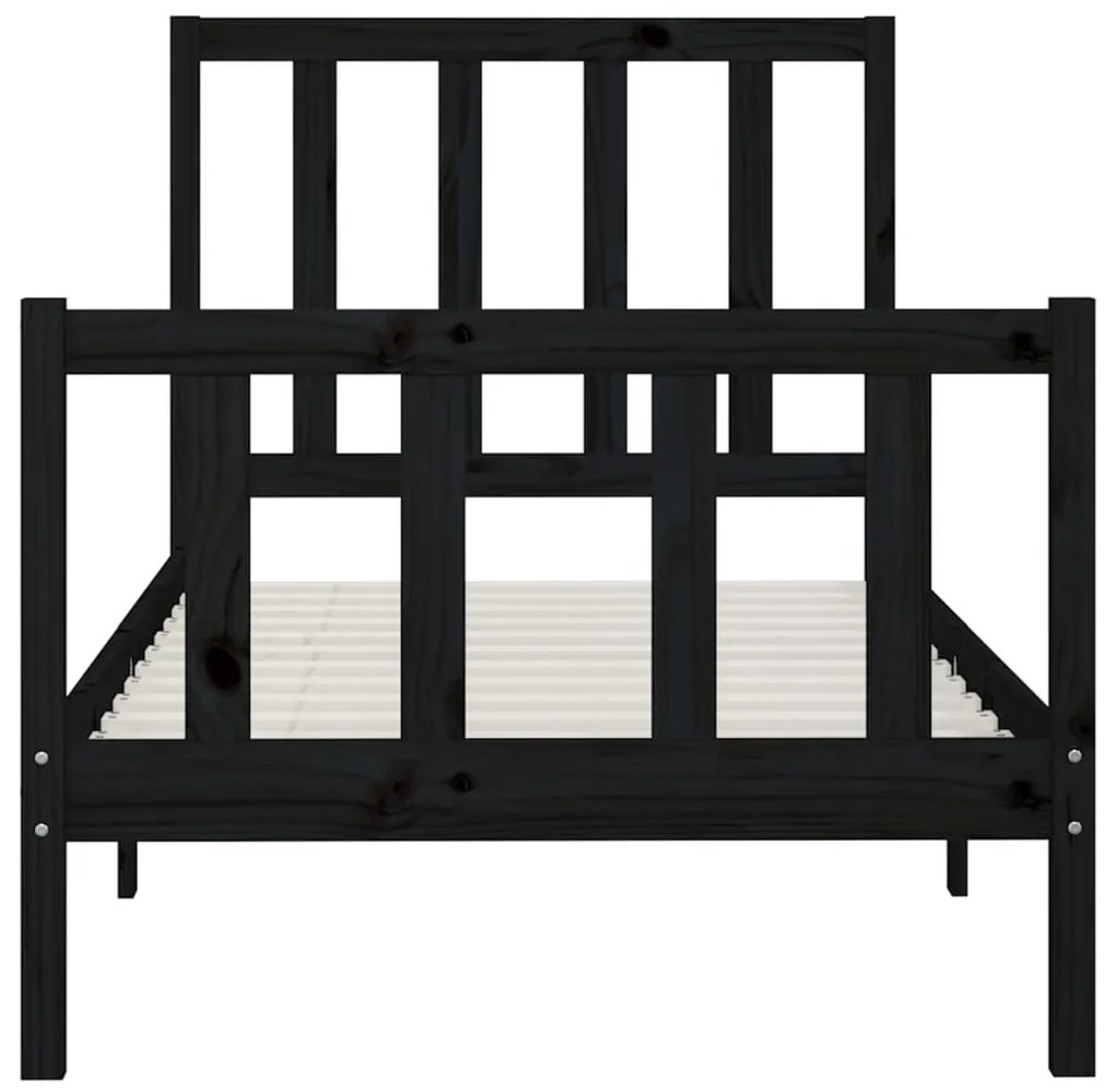 Estrutura de cama 100x200 cm madeira maciça preto