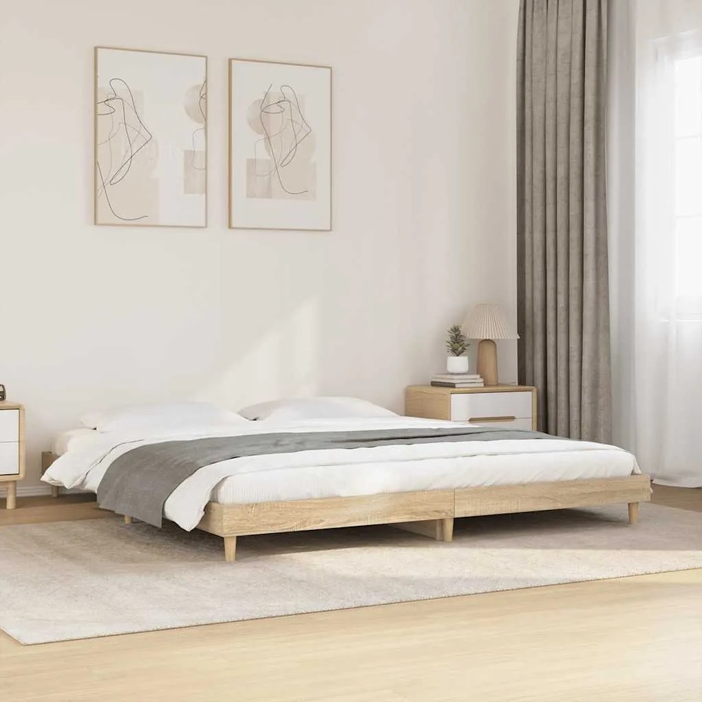Estrutura de cama sem colchão 200x200 cm carvalho sonoma