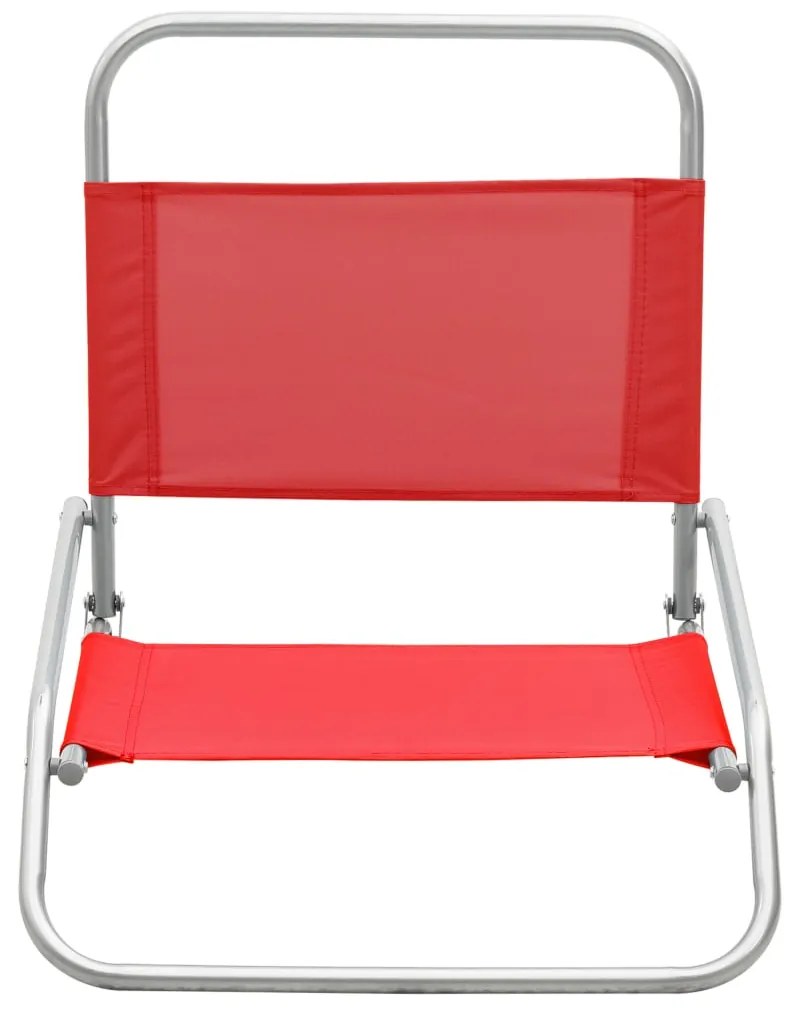 Cadeiras de praia dobráveis 2 pcs tecido vermelho