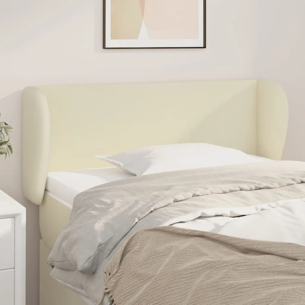 3116944 vidaXL Cabeceira de cama c/ abas couro artificial 93x23x78/88 cm creme