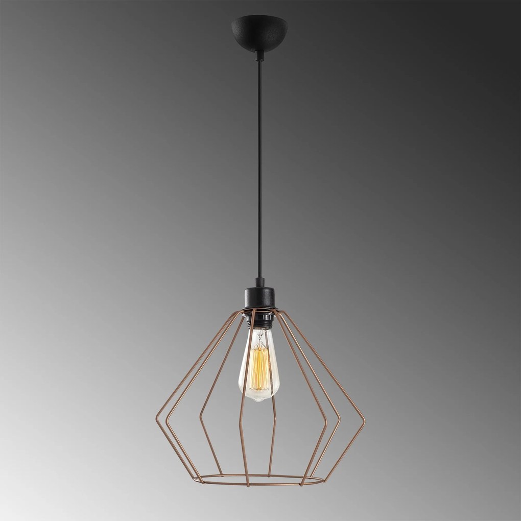 Candeeiro de Teto Maden – Cobre e Preto – 33 cm