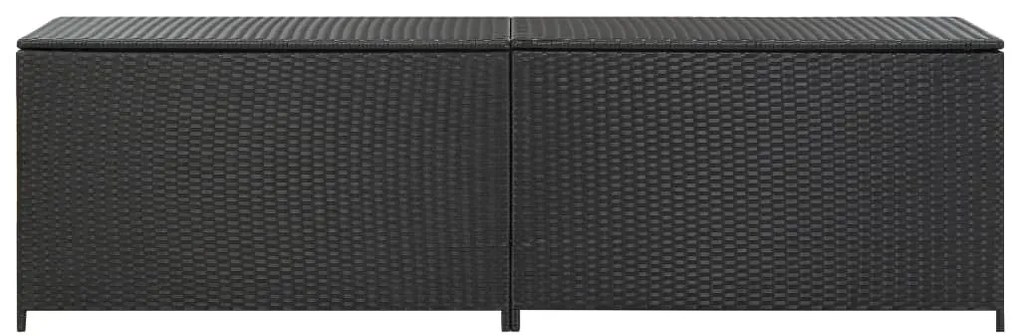 Caixa de arrumação para jardim 200x50x60 cm vime PE preto