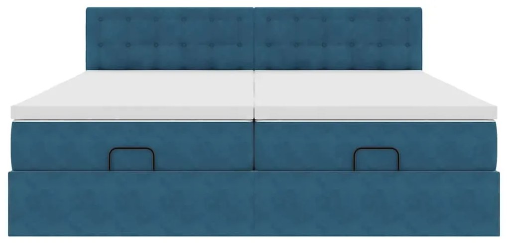 Estrutura cama otomana colchões 180x200 cm veludo azul escuro