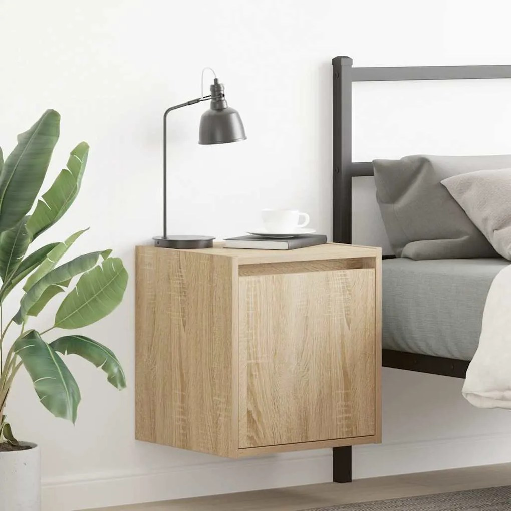 vidaXL Mesa de cabeceira de parede 38x34x40 cm carvalho sonoma