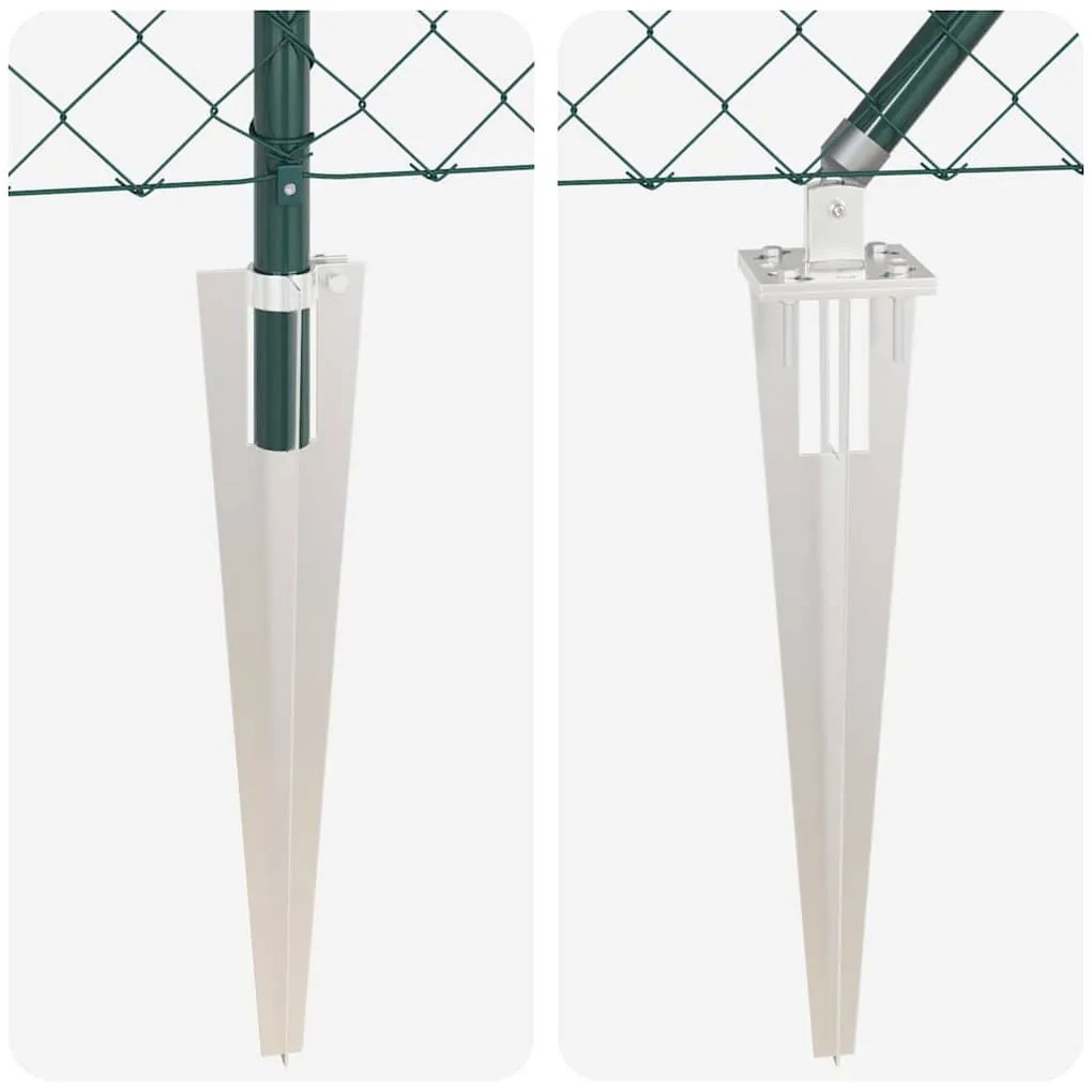 Conjunto de Postes de Cerca Verde 1.6 x 10 m Aço Galvanizado