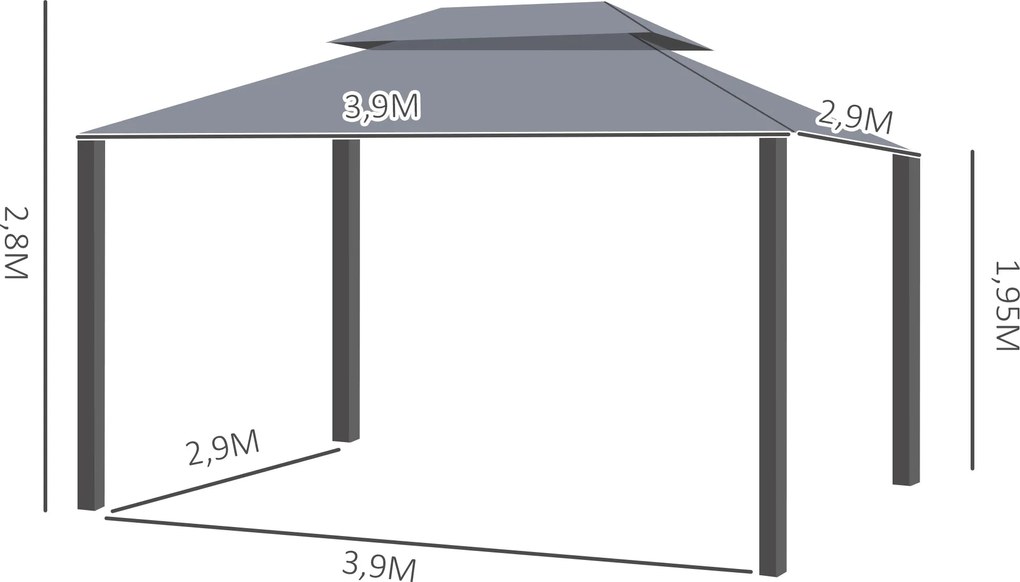 Pérgola de Jardim 4x3m Pérgola de Alumínio com Teto de Ventilação 4 Co