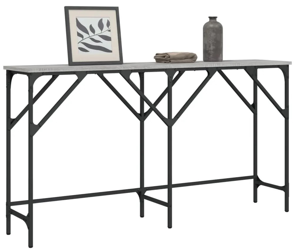 vidaXL Mesa consola 140x29x75 cm derivados de madeira cinzento sonoma